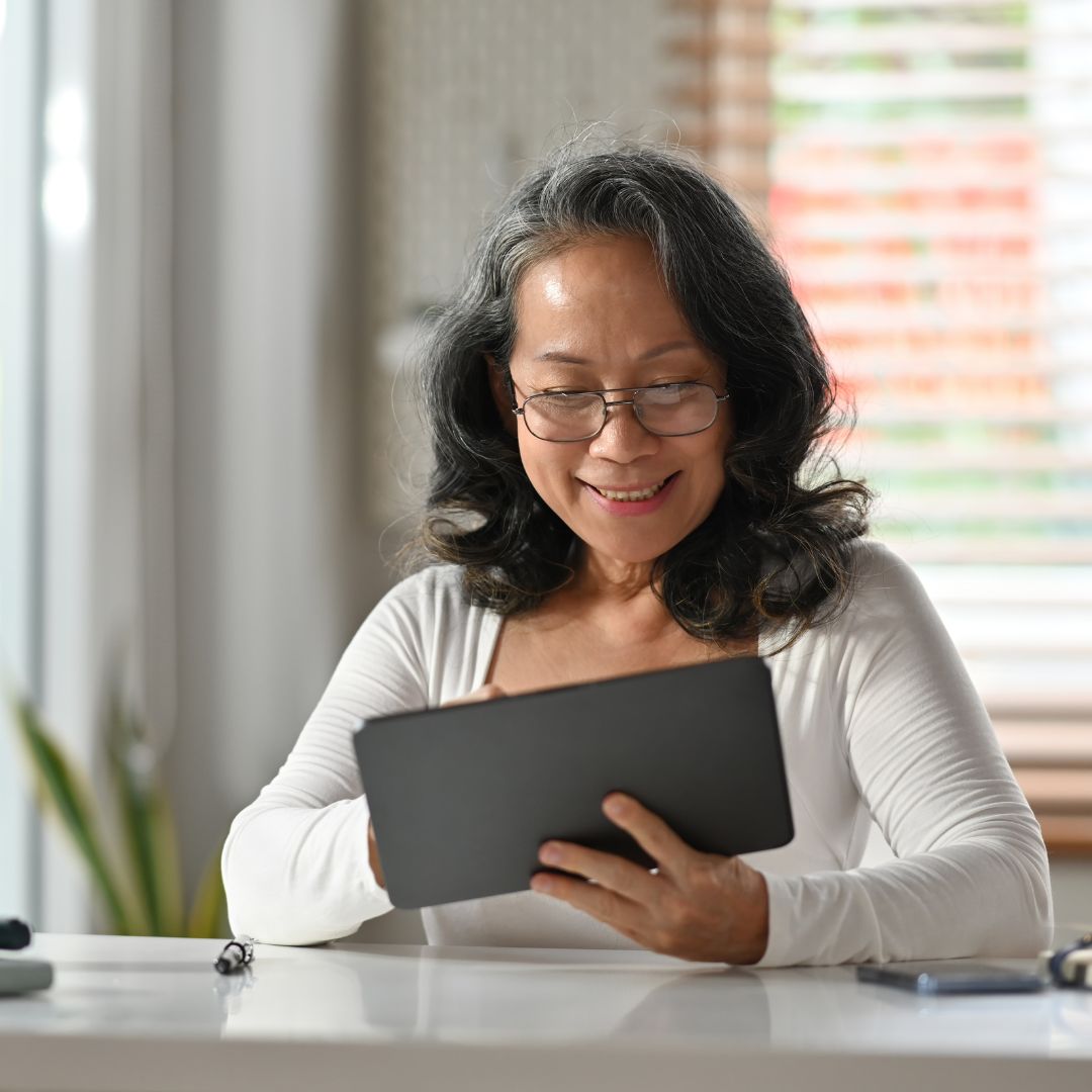 healthy over 45 woman reading